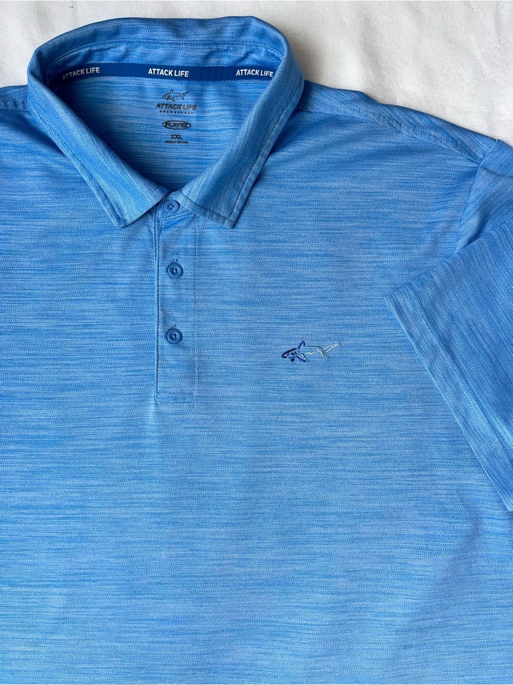 Attack Life by Greg Norman men’s shark performance blue polo XXL